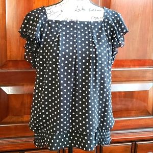 Dress Barn Black and White Polka dot Top